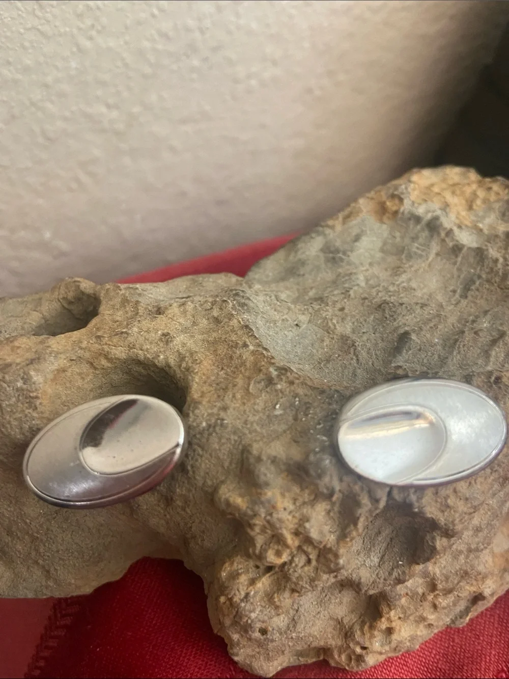 Vintage 70s Shiny Silver Tone Set of Cufflinks